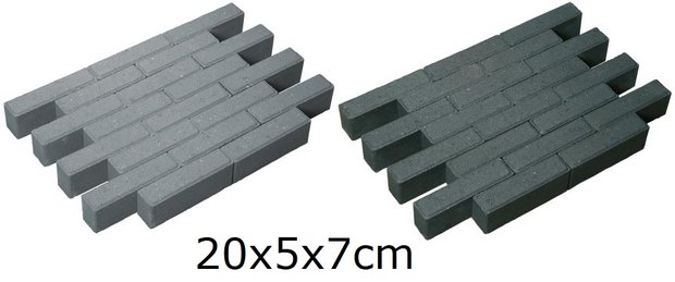 20x5x7cm waalformaat klinkers zwart of grijs