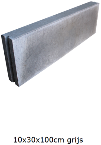 betonband 10x30x100cm grijs