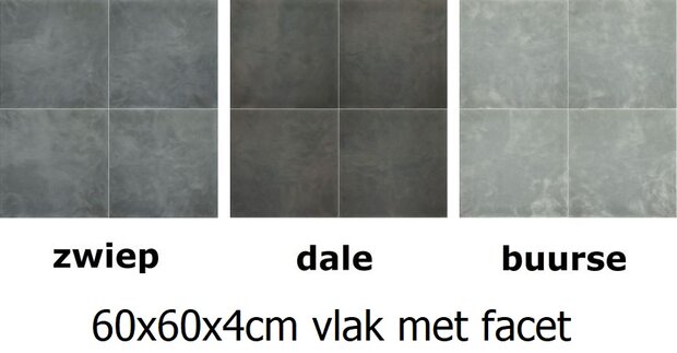 60x60x4cm terrastegel vlak met facet, dale